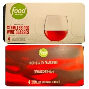 stemless red wine glasses, set of 4- food network, NEW in box